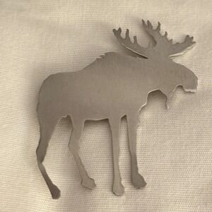 Vintage Stainless Steel Moose Silhouette Brooch Wildlife Lodge Nature Pin